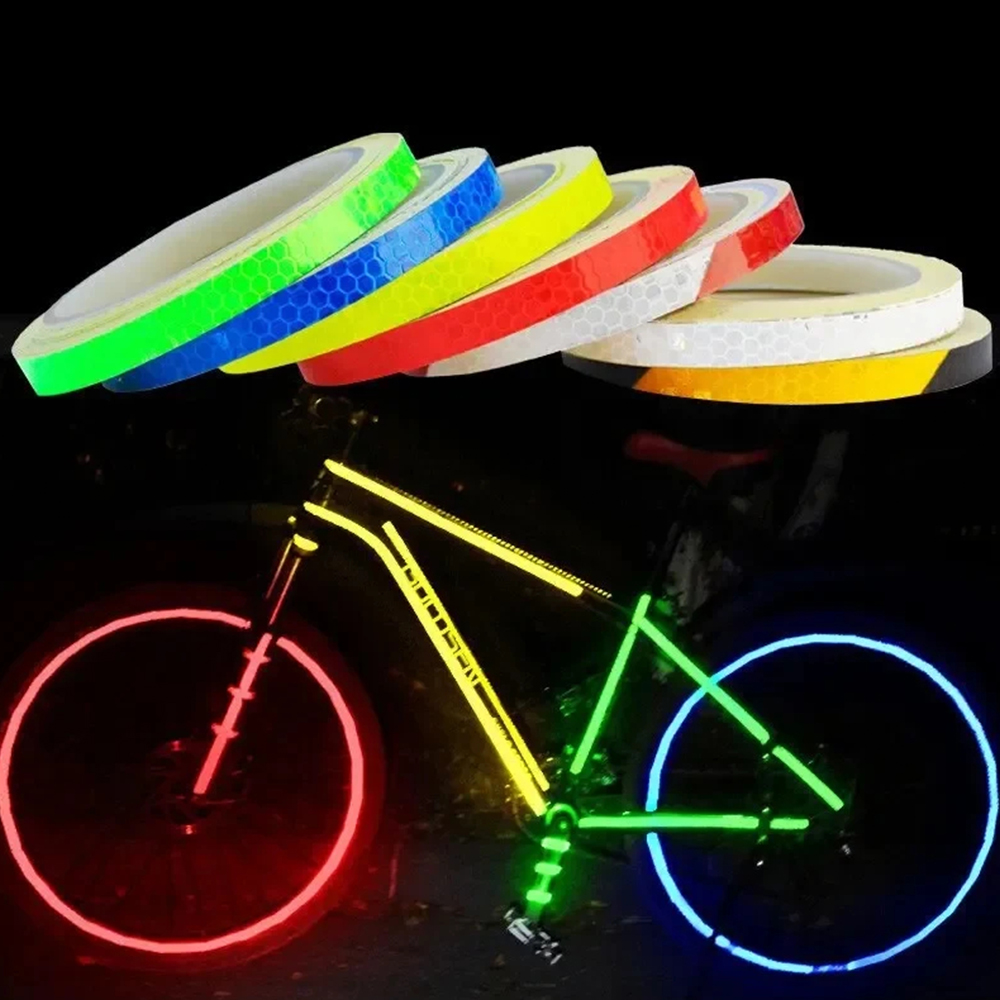Mountain Biking Helmet - 1cmx8m Bike Stickers Reflective Tape Fluorescent